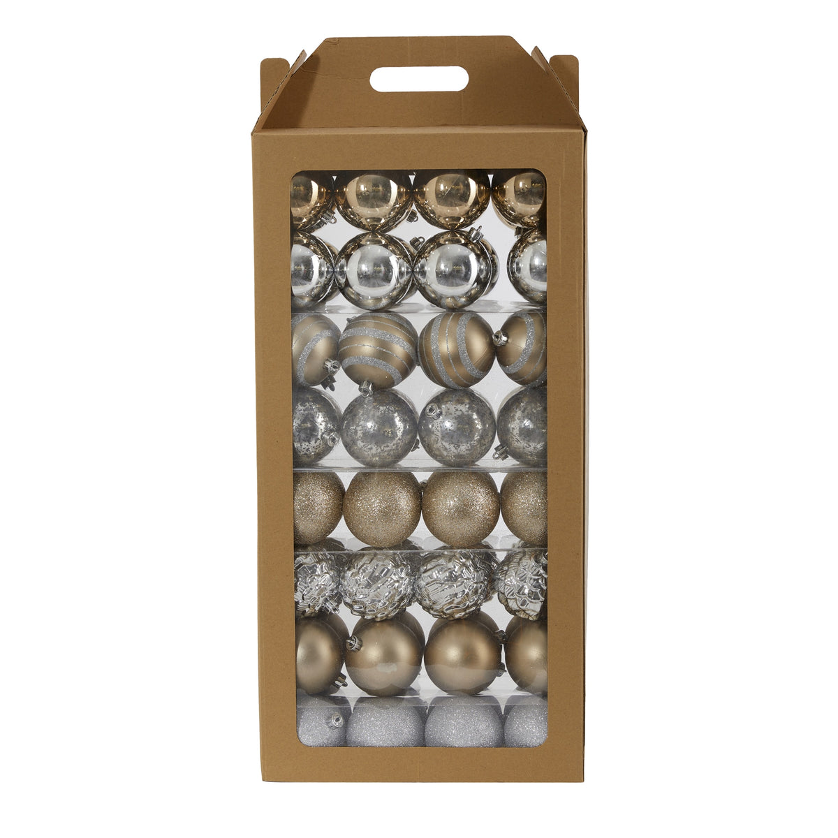 Holiday Shatterproof 64 Count Xmas Tree Ornament Set 80mm by Nearly Natural in Silver