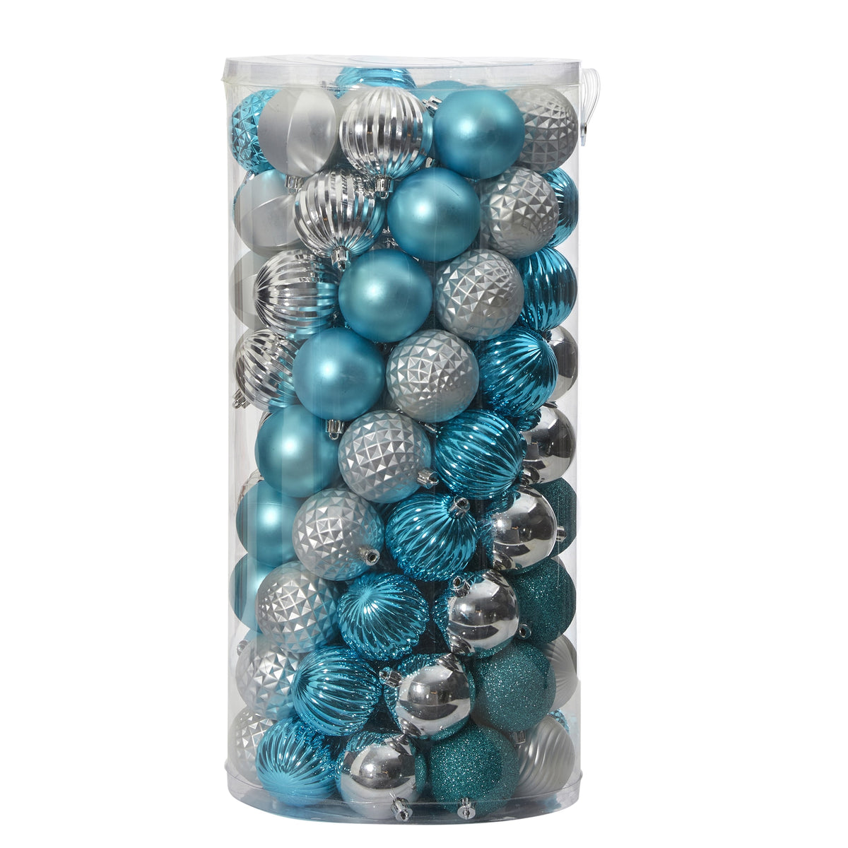 Holiday Shatterproof 101 Count Xmas Tree Ornament Set 60mm by Nearly Natural in Blue