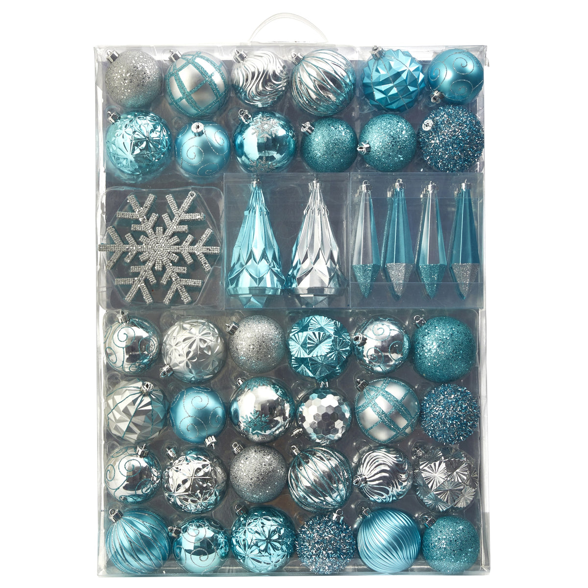 Holiday Shatterproof 52 Count Xmas Tree Ornament 80-150mm by Nearly Natural in Blue