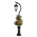 5 Ft. Pre-lit Decorated Lamp Post / 58 Tips & 30 LED Lights by Nearly Natural