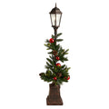 5FT Pre-lit Decorated Lamp Post / 180 Tips & 50 LED Lights by Nearly Natural