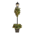 5' Pre-Lit Lamp Post with Greenery, Container & LEDs by Nearly Natural