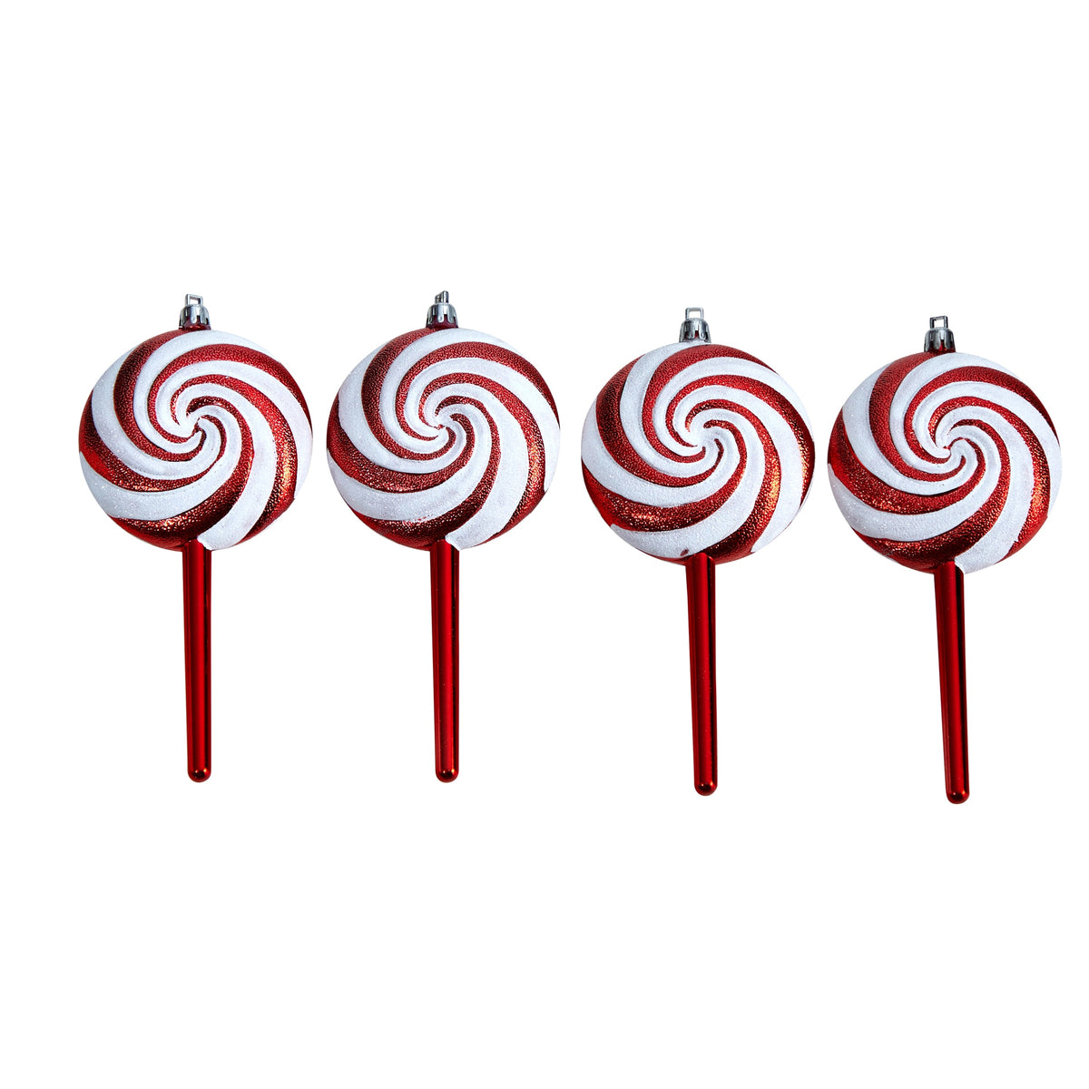 7" Candy Cane Lollipop Christmas Shatterproof Set of 4 by Nearly Natural