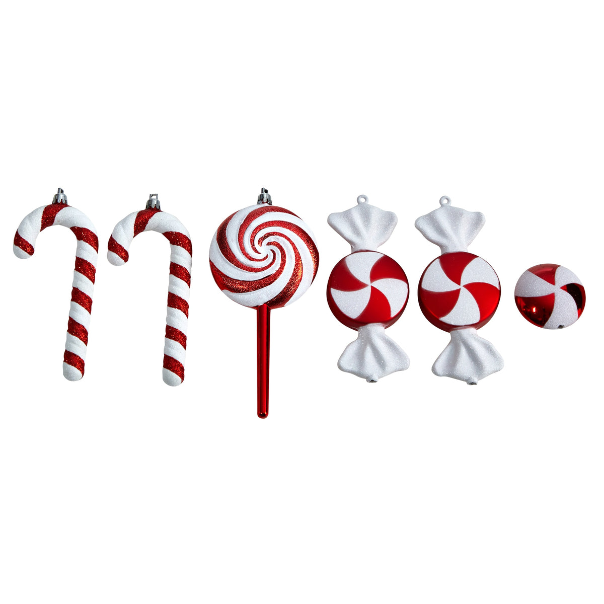 7 in. Assorted Candy Cane Xmas Deluxe Shatterproof Set of 6 by Nearly Natural