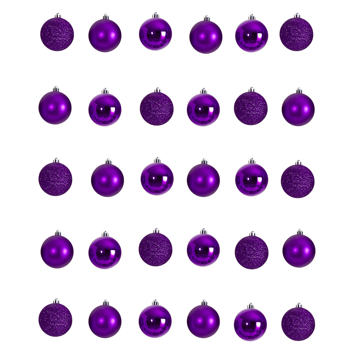 30 Count 2.5" Shatterproof Ornament Set w by Nearly Natural in Purple
