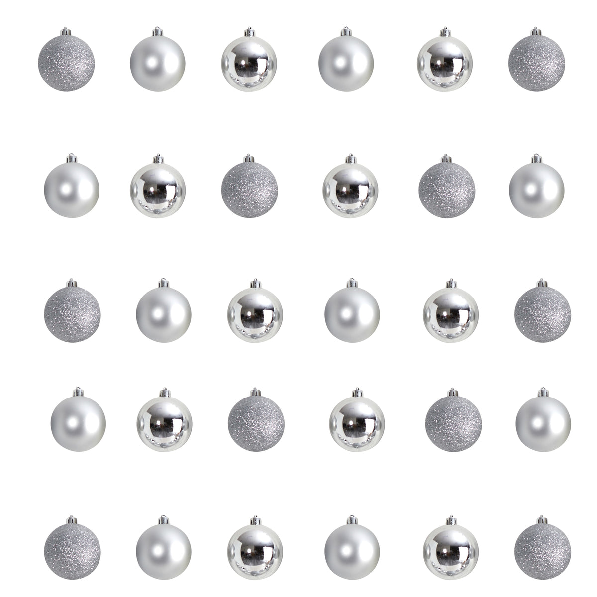 30 Count 2.5" Shatterproof Ornament Set w by Nearly Natural in Silver