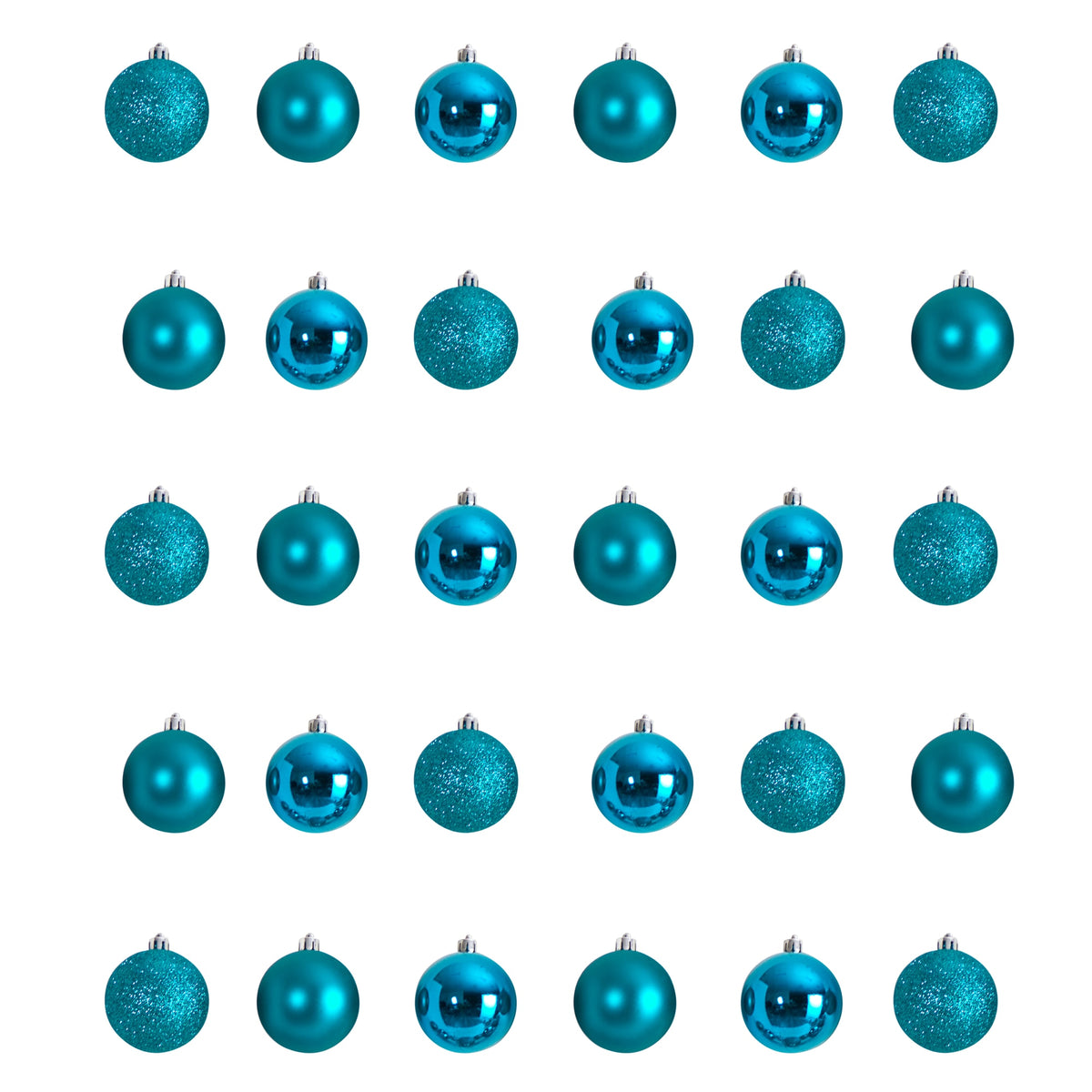 30 Count 2.5" Shatterproof Ornament Set w by Nearly Natural in Teal