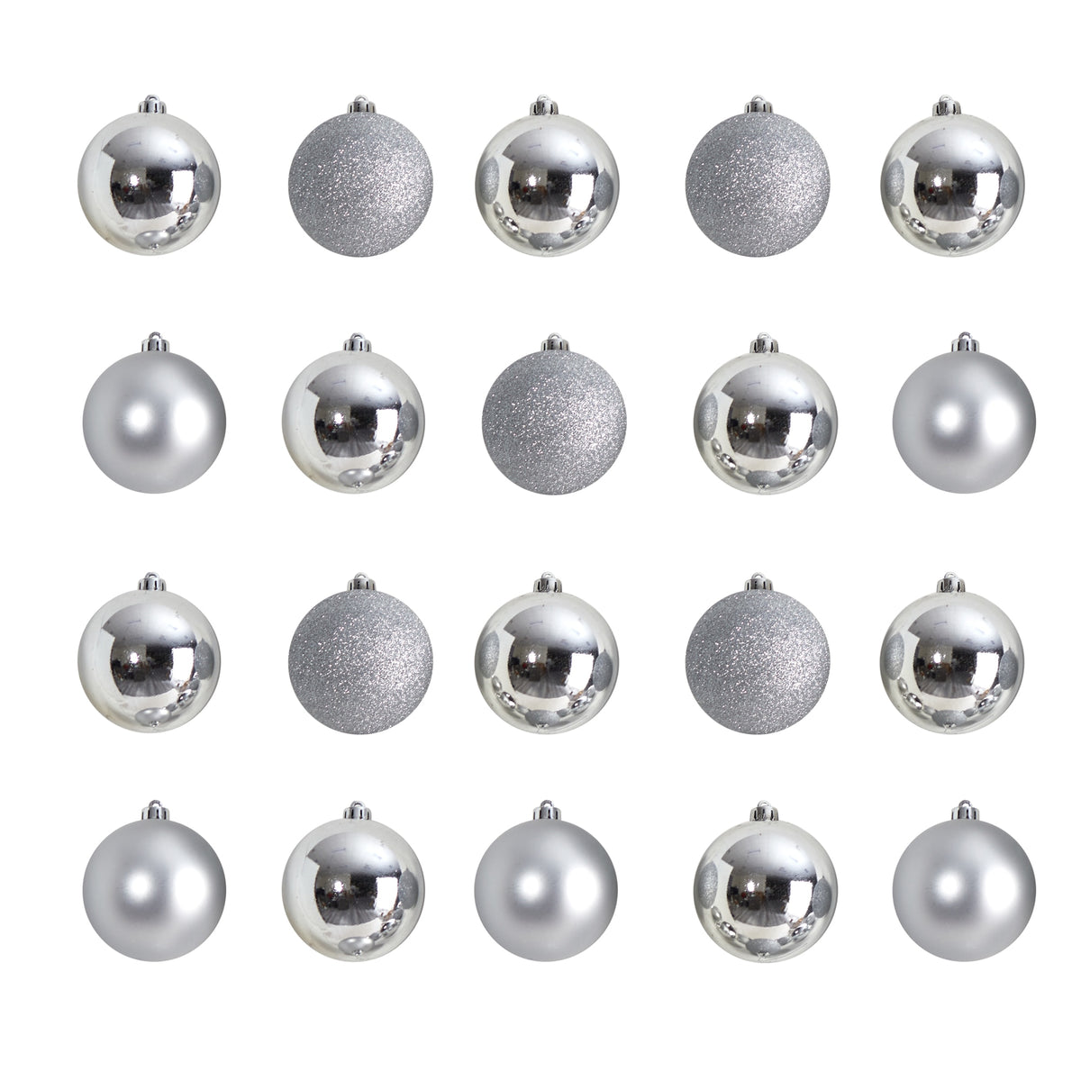 Holiday 20 Count 3" Shatterproof Ornament Set by Nearly Natural in Silver