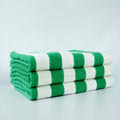 HR Cotton green and white Palm cabana towel. Selling quantity is stated in the listing.