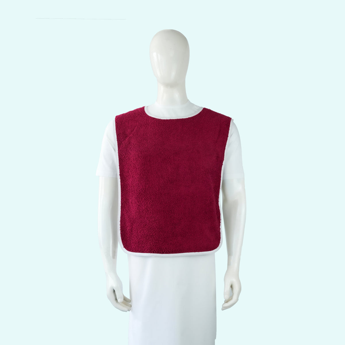 18X30 3.30 LBS 16/S 100% COTTON BURGUNDY BIB; sold in the package quantity stated in this listing.