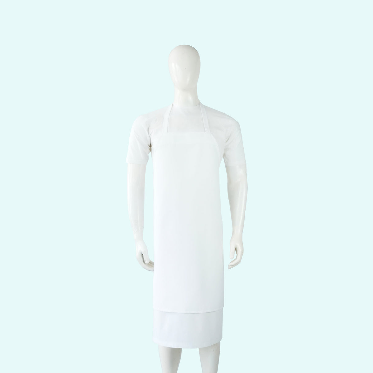AP450-TW white 34 x 42 blended twill apron without pockets. Individual apron shown; purchasing package is specified in the description.