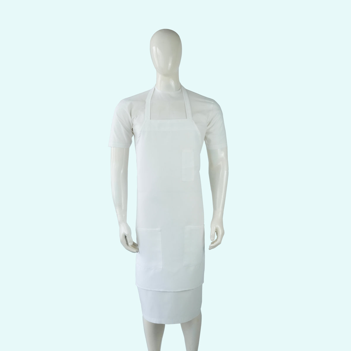 White 34x36 65/35 blended apron with pocket.