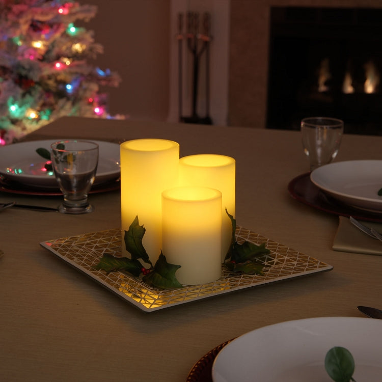 Pandora Mosaic Tray with 3 Flameless Pillar Candles