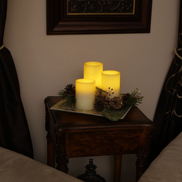 Pandora Mosaic Tray with 3 Flameless Pillar Candles
