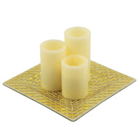 Pandora Mosaic Tray with 3 Flameless Pillar Candles