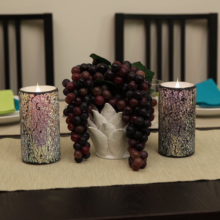 Solare 3D Virtual Flame Candles with Color-Hue Technology Mirrored Mosaic