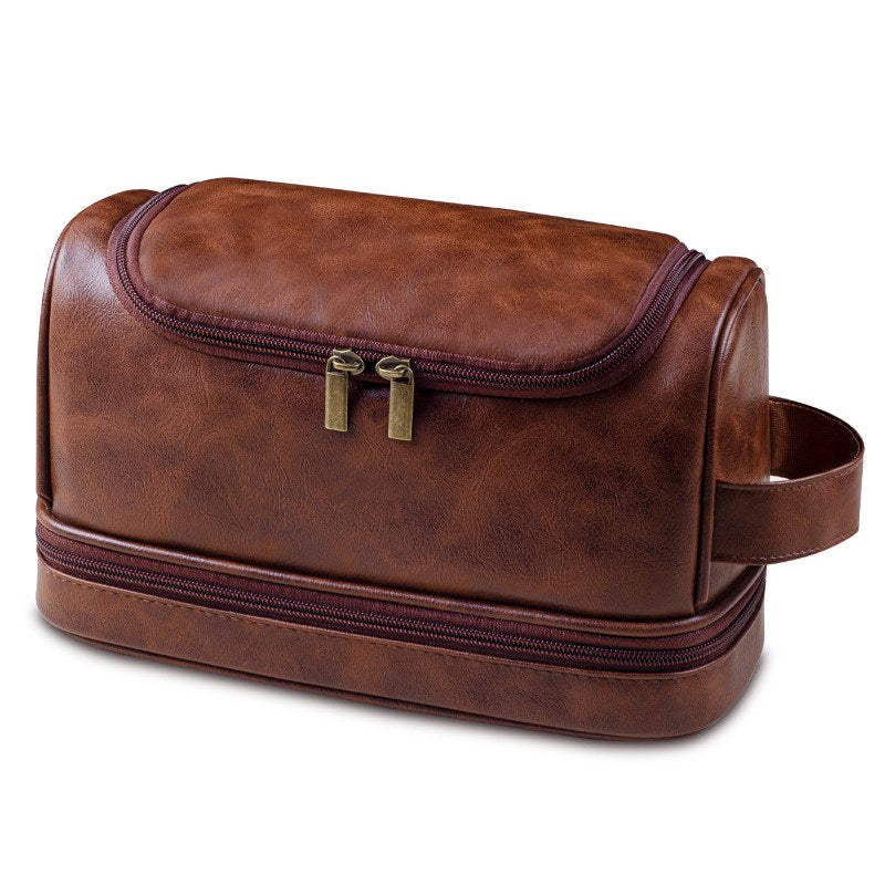 Double Layer PU Leather Toiletry Bag