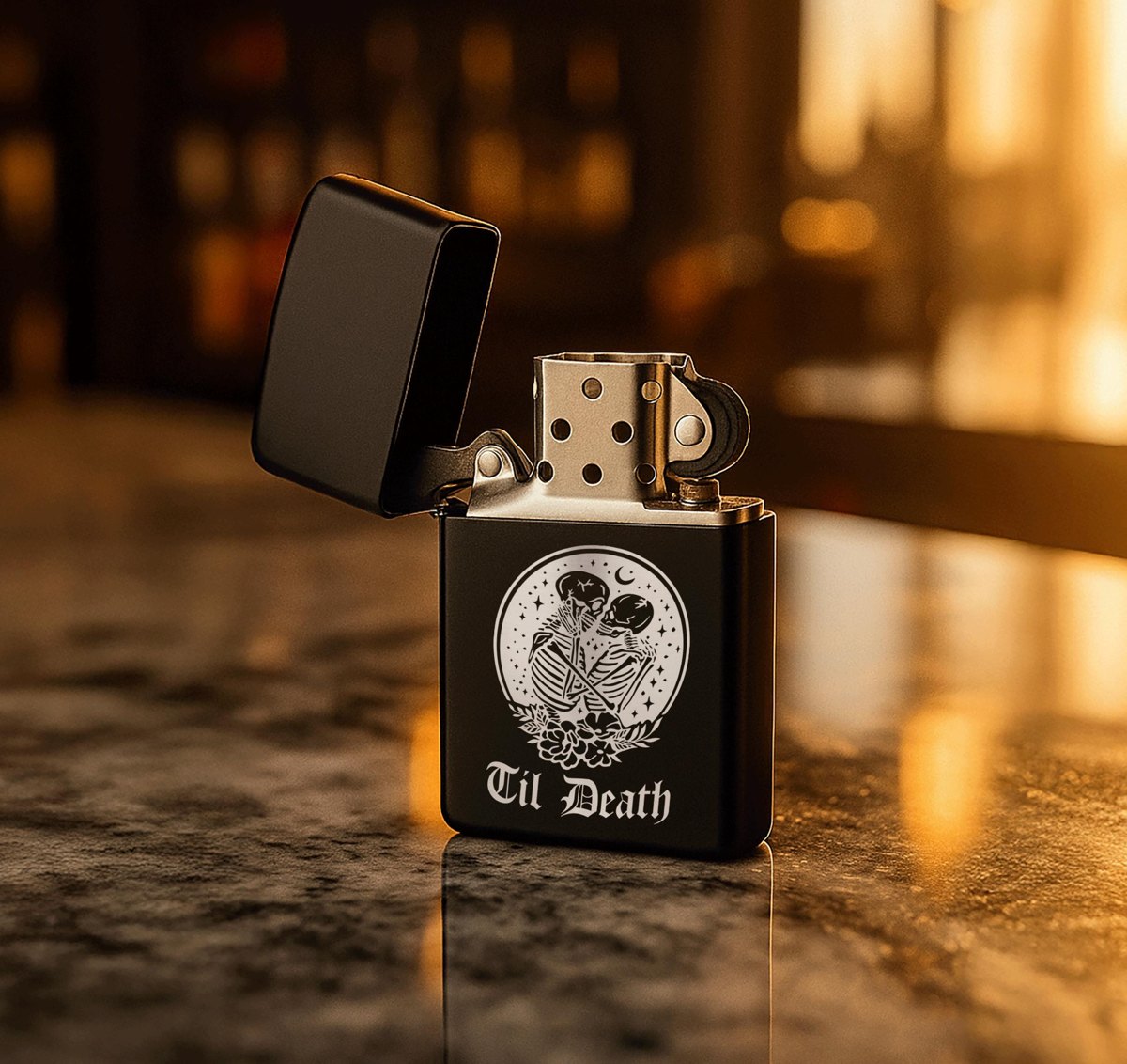 Matte Black Lighter in Black Tin