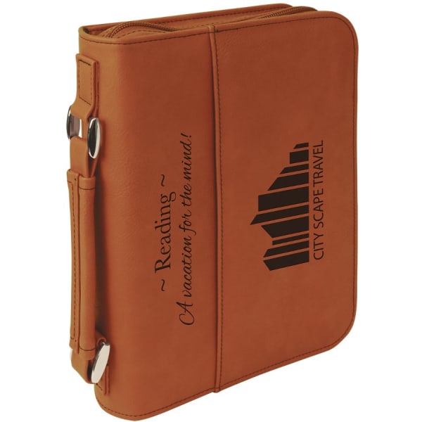 Leatherette Book/Bible Cover with Handle & Zipper — Medium
