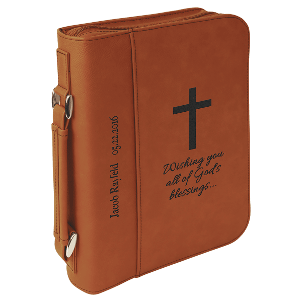 Leatherette Book/Bible Cover with Handle & Zipper — Large