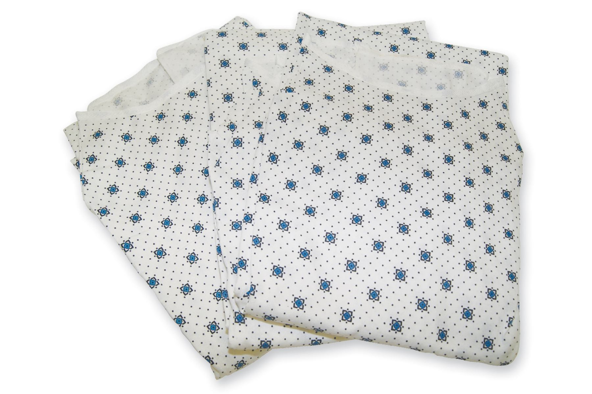 Representative example; sold item: 54X42 55/45 LIGHT TWILL PRINTED PATIENT GOWN (GRAY SNOWFLAK)