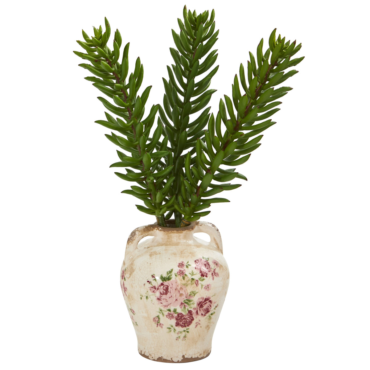 20" Succulent Artificial Plant in Floral Jar by Nearly Natural