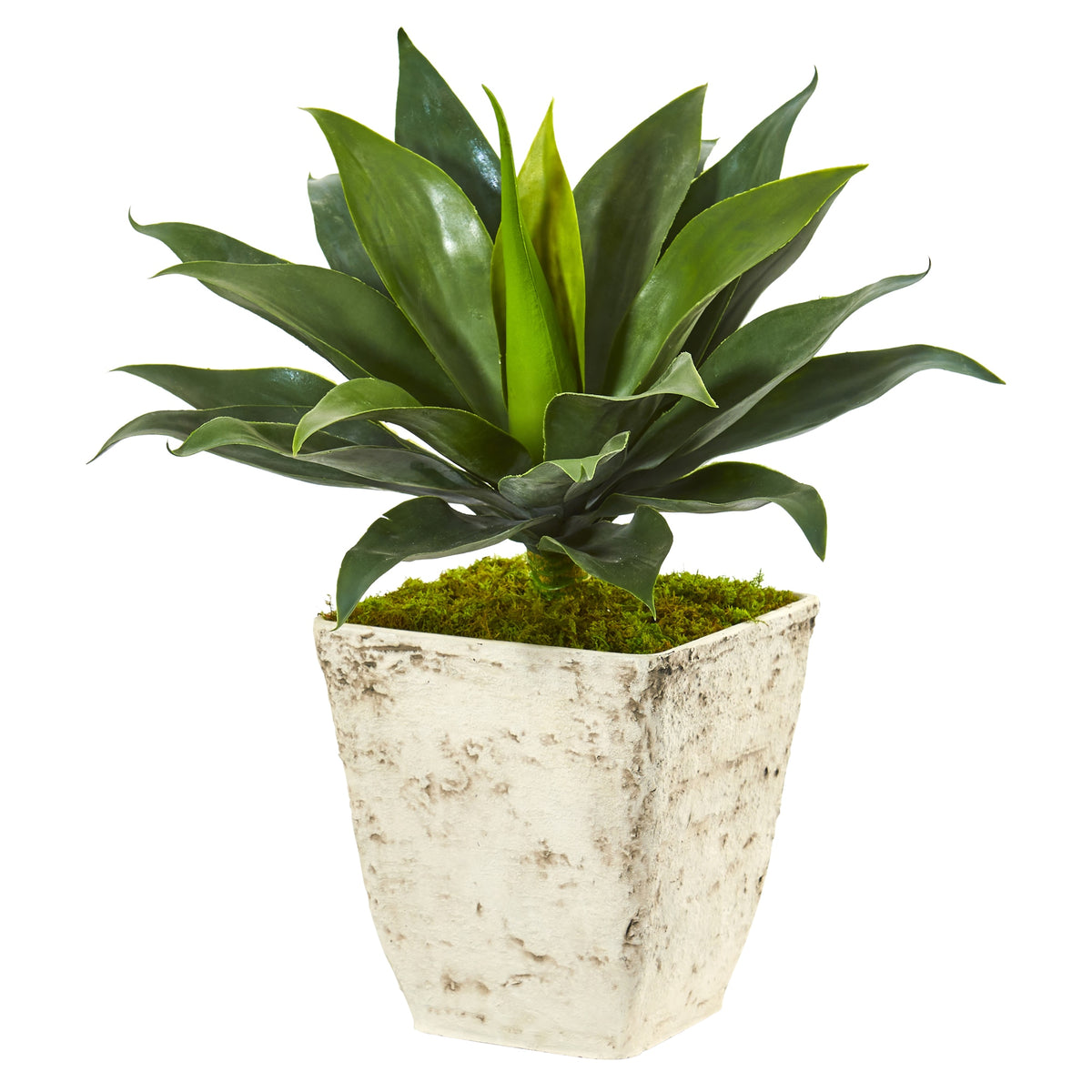 26" Large Agave Artificial Plant in Country White Planter by Nearly Natural