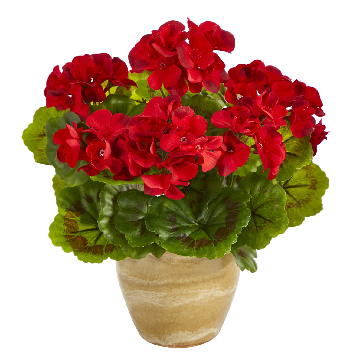 11" Geranium Plant in Planter UV Resistant (Indoor/Outdoor) by Nearly Natural in Red