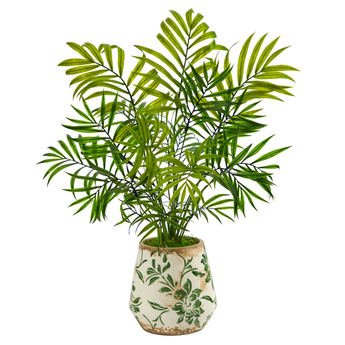 18" Mini Areca Palm Artificial Plant in Floral Vase by Nearly Natural