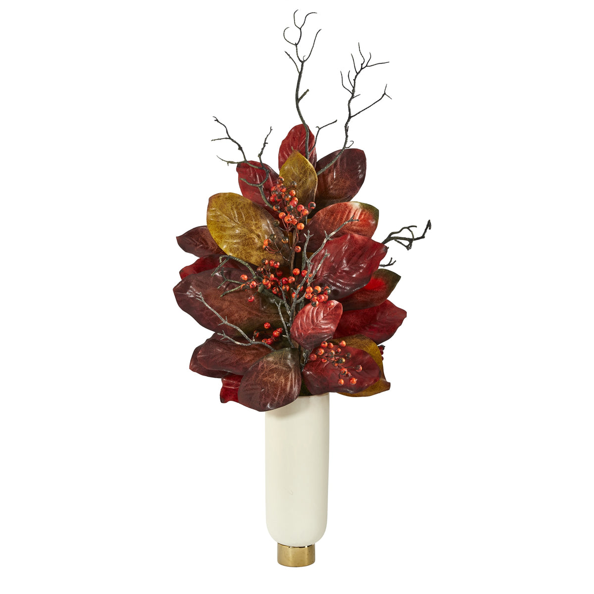 38" Autumn Magnolia w/ Berries Plant in Planter by Nearly Natural