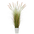 74" Grass Artificial Plant in White Metal Planter by Nearly Natural
