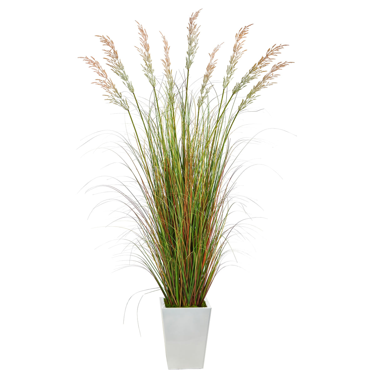 74" Grass Artificial Plant in White Metal Planter by Nearly Natural