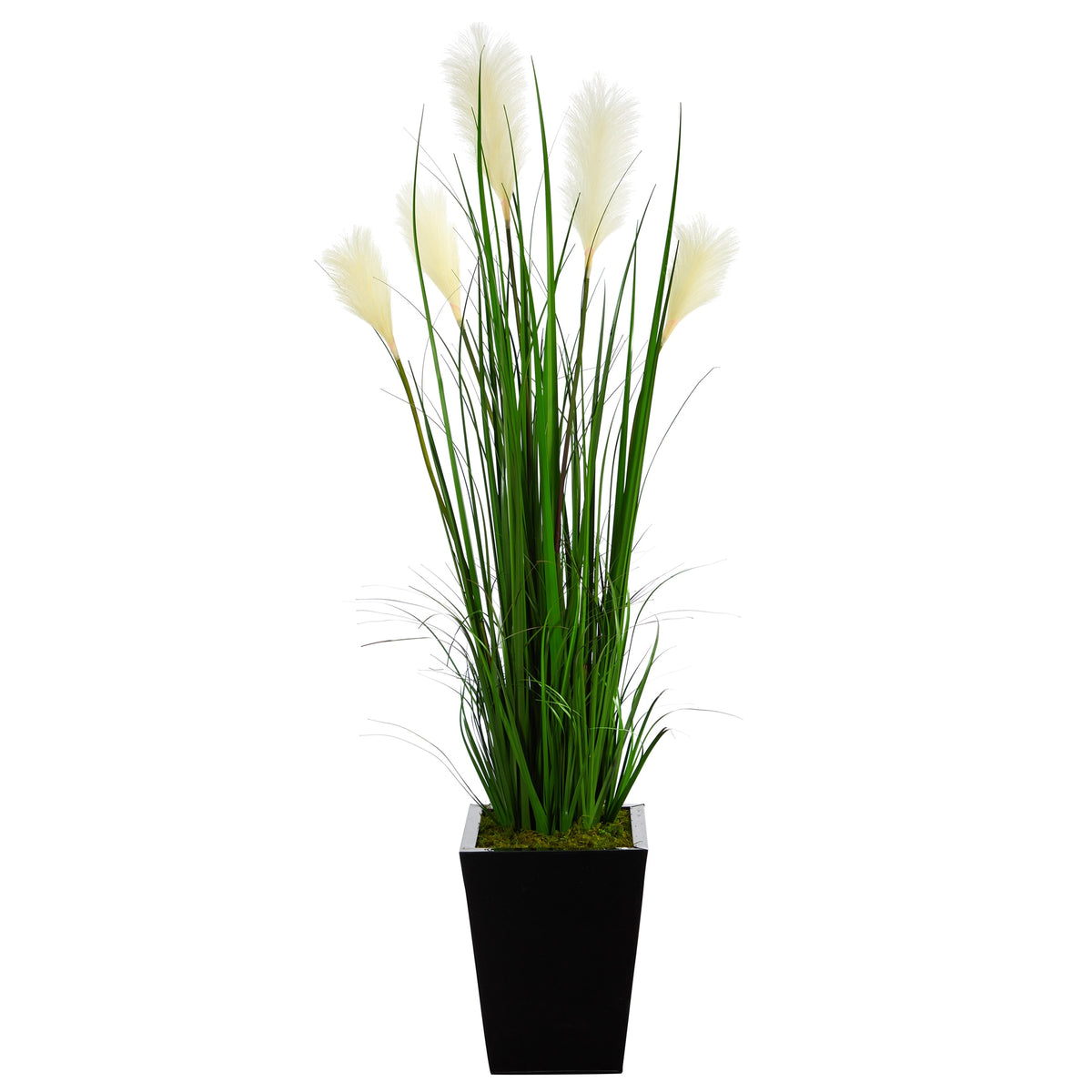 4.5' Wheat Grass Artificial Plant in Black Metal Planter by Nearly Natural
