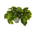 9" Pothos Artificial Plant in White Planter (Real Touch) by Nearly Natural