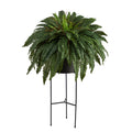 51" Boston Fern Artificial Plant in Black Planter with Stand by Nearly Natural