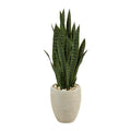 40" Sansevieria Artificial Plant in Sand Colored Planter by Nearly Natural