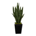 40" Sansevieria Artificial Plant in Black Metal Planter by Nearly Natural