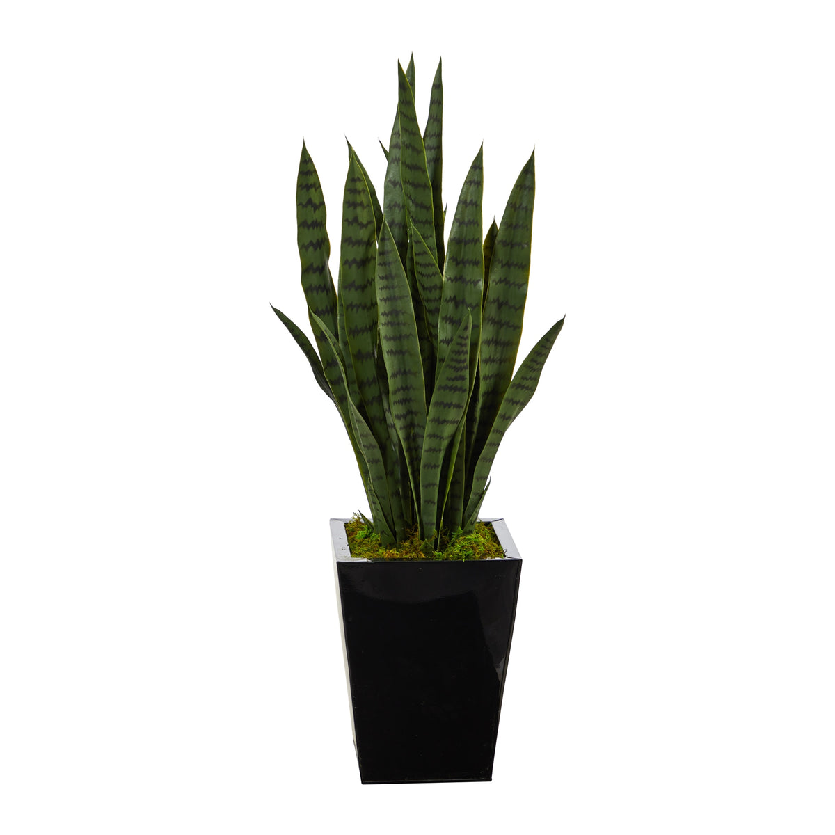 40" Sansevieria Artificial Plant in Black Metal Planter by Nearly Natural