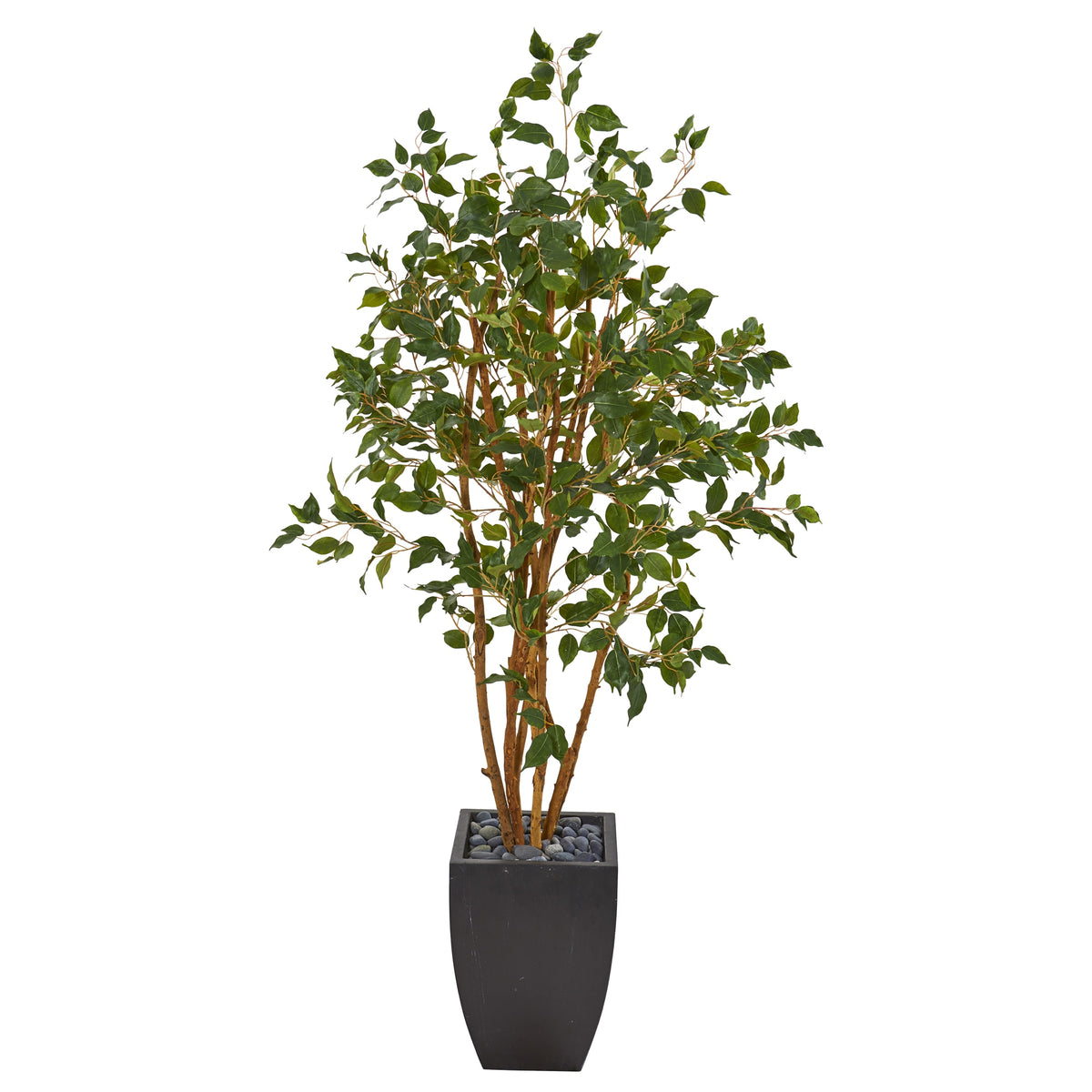 58" Ficus Artificial Tree in Black Planter by Nearly Natural