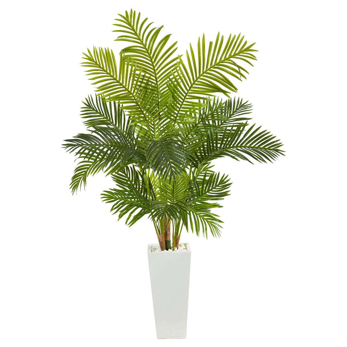 68" Hawaii Palm Artificial Tree in Tall White Planter by Nearly Natural