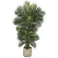6.5' Golden Cane Artificial Palm Tree in White Planter by Nearly Natural