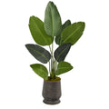 50" Travelers Palm Artificial Tree in Ribbed Metal Planter by Nearly Natural