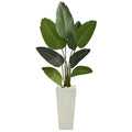 5' Travelers Palm Artificial Tree in Tall White Planter by Nearly Natural
