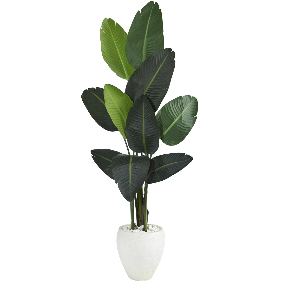 63" Traveler's Palm Artificial tree in White Planter by Nearly Natural