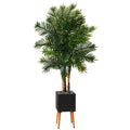 70" Areca Palm Artificial Tree in Black Planter with Stand by Nearly Natural
