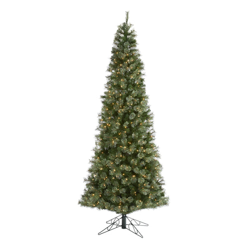 10' Cashmere Slim Xmas Tree w/750 Lights and 1980 Tips by Nearly Natural