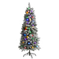 5' British Columbia Fir Xmas Tree in Plntr w/50 LED Globes by Nearly Natural