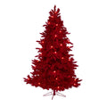 7' Red Christmas Tree w/500 Red color Lights, 40 Globe Bulbs by Nearly Natural