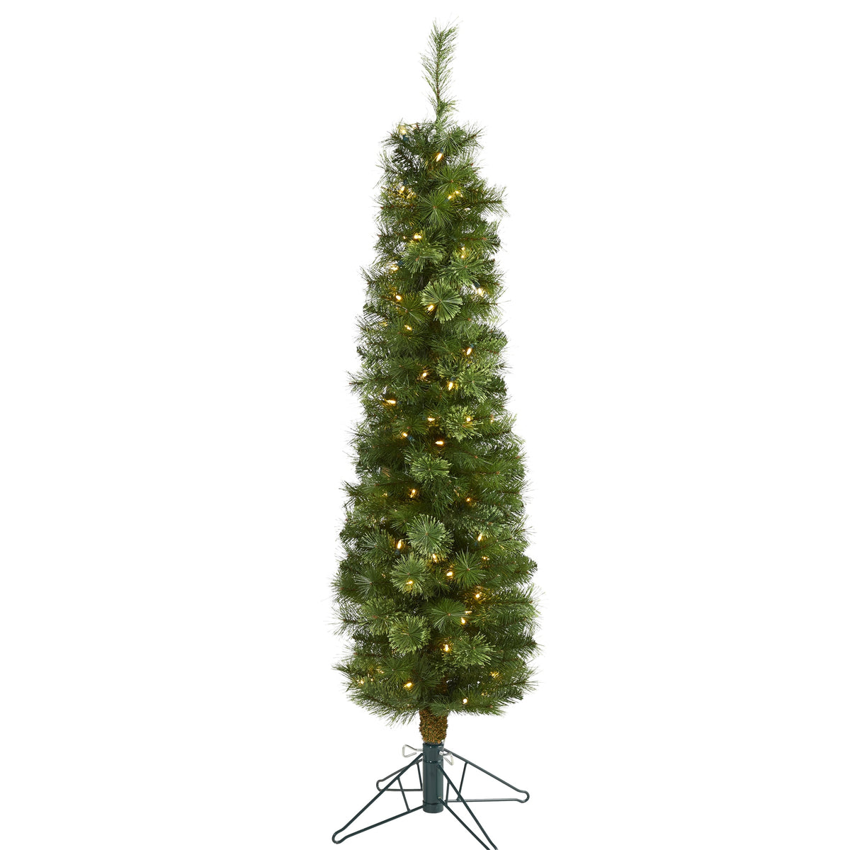 5' Green Pencil Xmas Tree, 100 (MF) Clear LEDs and 198 Tips by Nearly Natural