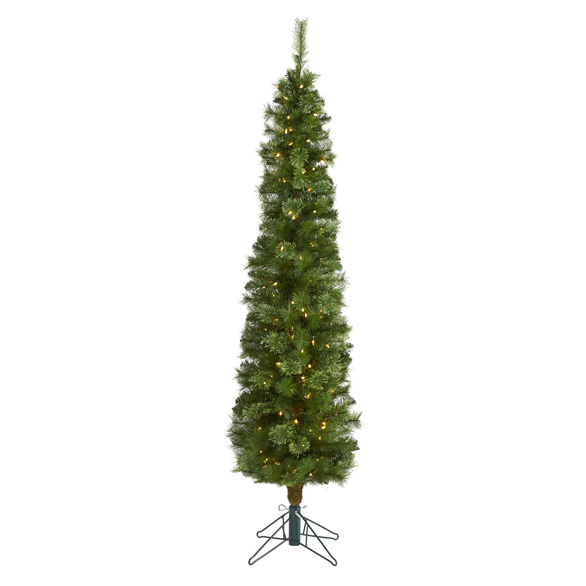 6' Green Pencil Xmas Tree, 150 (MF) Clear LEDs and 264 Tips by Nearly Natural